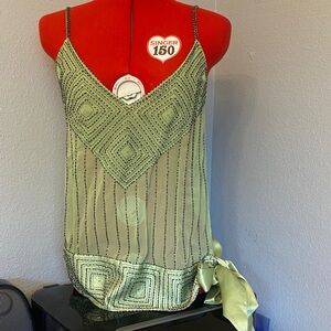 Karen Mullen Elegant Green Beaded Women's Top
